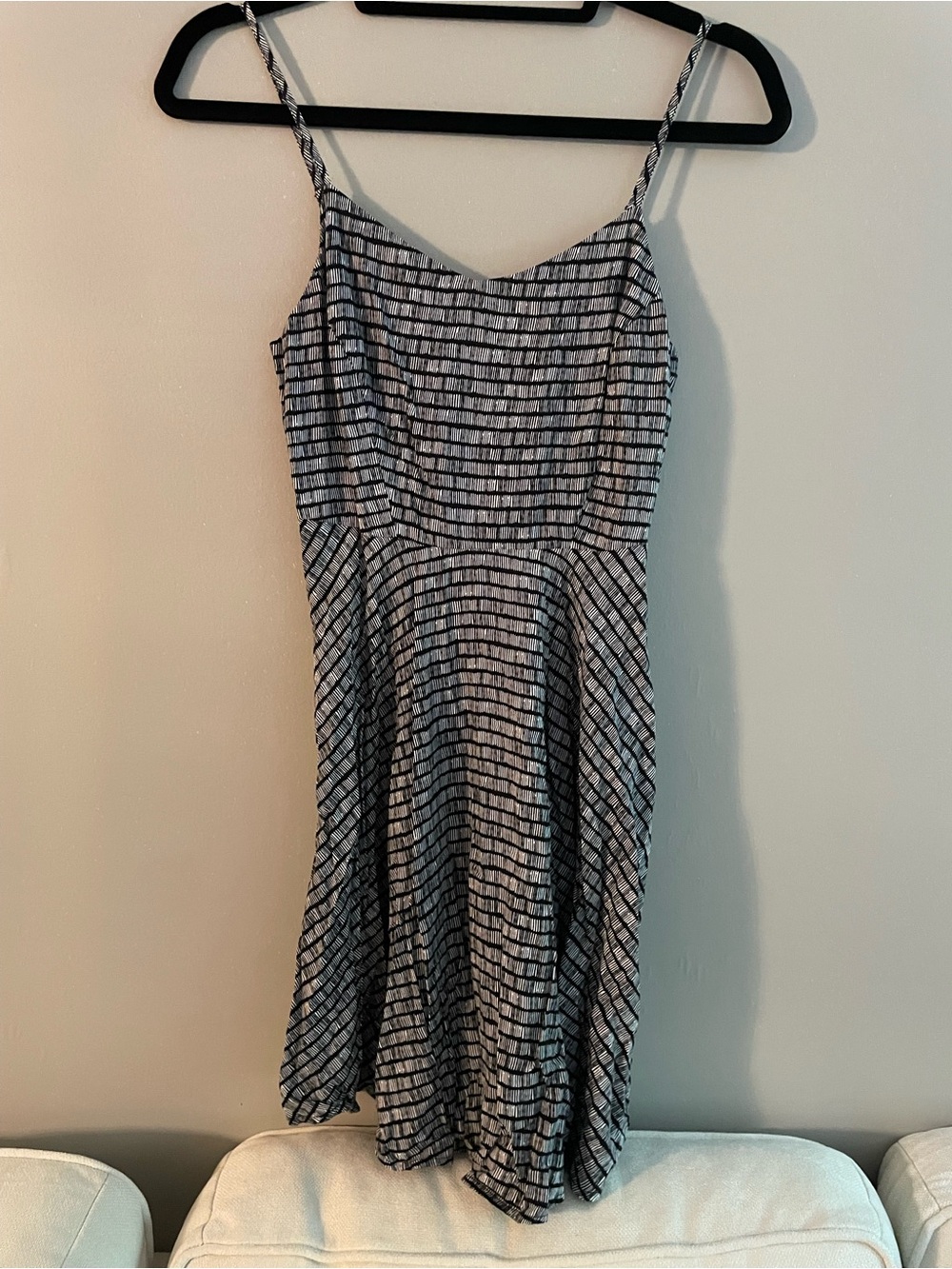 Old Navy Black and White Striped Spaghetti Strap Mini Dress